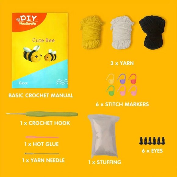Cute Bee Crochet Kit With Step By Step Video Instruction - Picture 5 of 5
